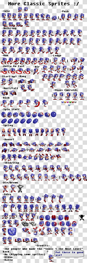 Sonic Sprite Sheet Transparent, HD Png Download , Transparent Png