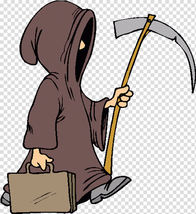 Halloween, grim reaper holding scythe and suitcase illustration transparent background PNG clipart