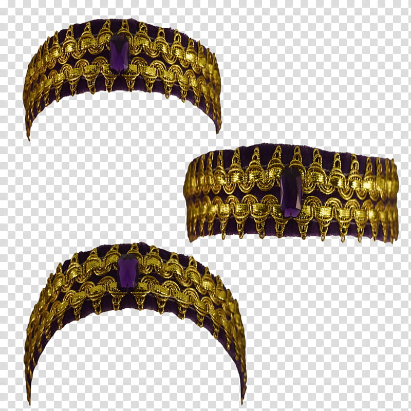 Decorative Headband Front updated, gold-colored-and-purple headbands collage transparent background PNG clipart
