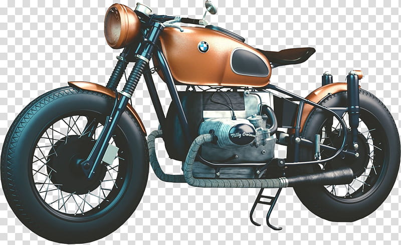 Motorcycle, brown BMW cafe racer transparent background PNG clipart