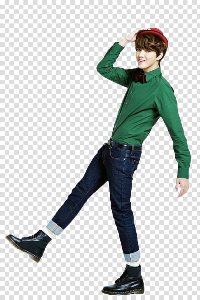 EXO Miracle of December Ver, man wearing green dress shirt transparent background PNG clipart