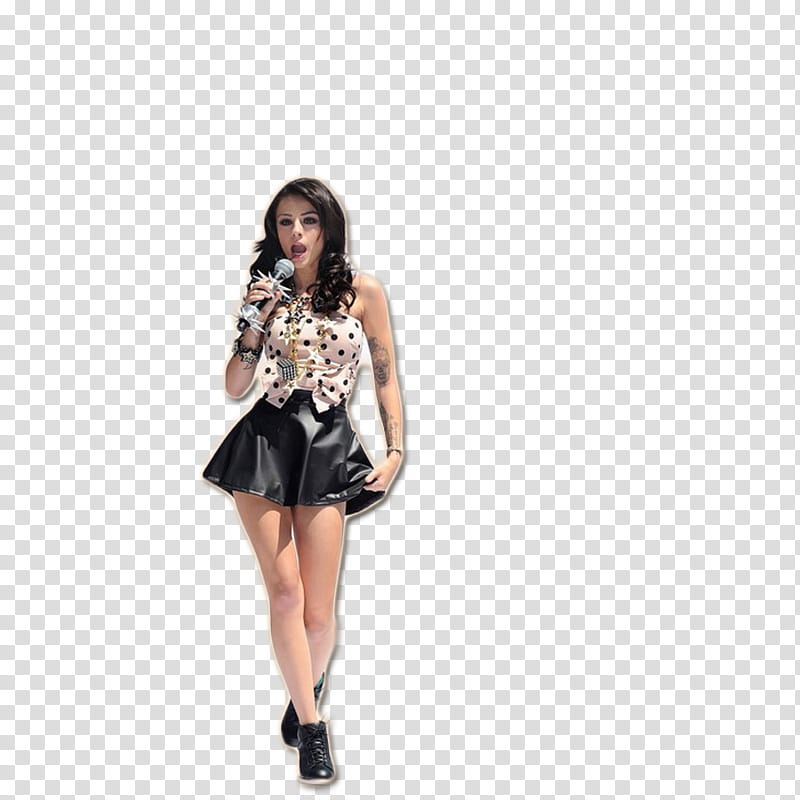 Cher Lloyd, women wearing a black leather skirt close-up graphy transparent background PNG clipart