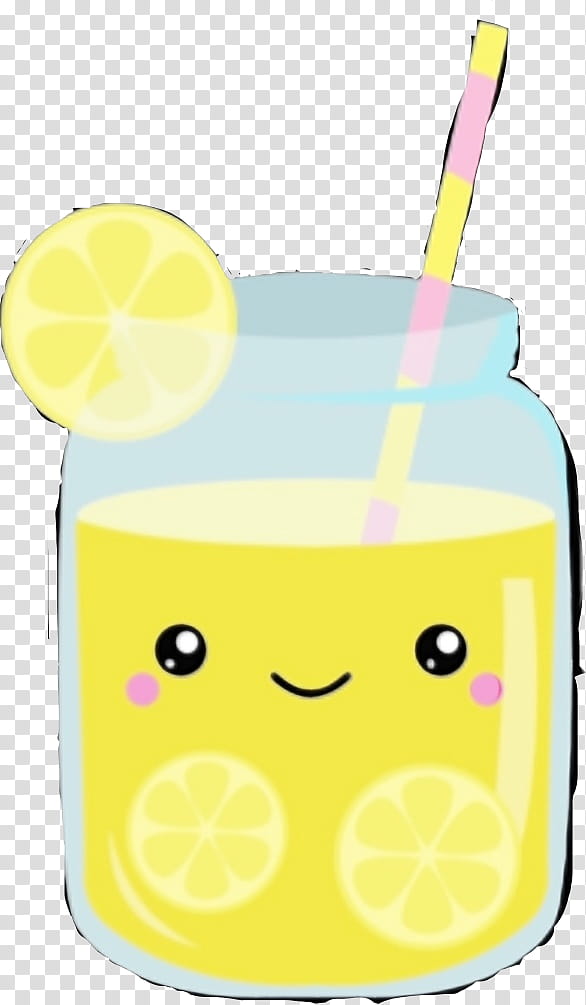 Lemonade, Watercolor, Paint, Wet Ink, Yellow, Smiley, Fruit, Citrus transparent background PNG clipart