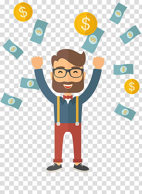 Cartoon Money, Income, Happiness, Finance, Investment, Tax, Cartoon, Male transparent background PNG clipart