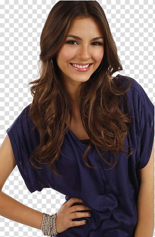 victoria justice, woman right arm akimbo in blue shirt transparent background PNG clipart