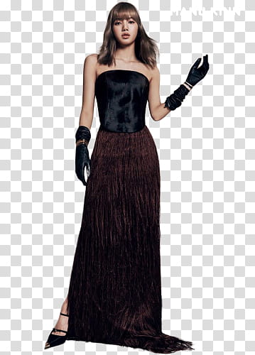 Lalisa Manoban wearing black and brown dress transparent background PNG clipart