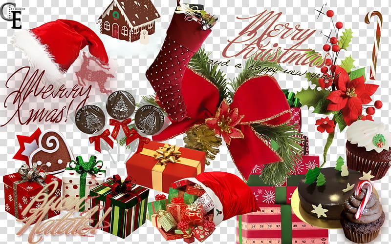 Christmas, Christmas-themed decor lot transparent background PNG clipart