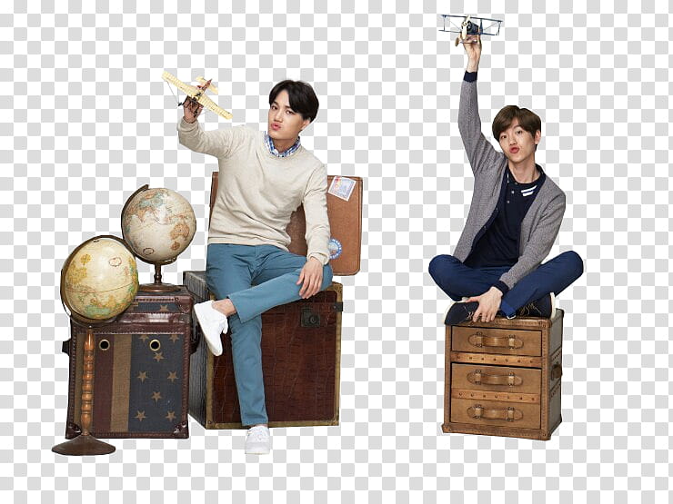EXO, two men sitting on nightstands transparent background PNG clipart