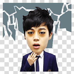 BTS Kakao Talk Emoticon Render p, man touching his jaw transparent background PNG clipart