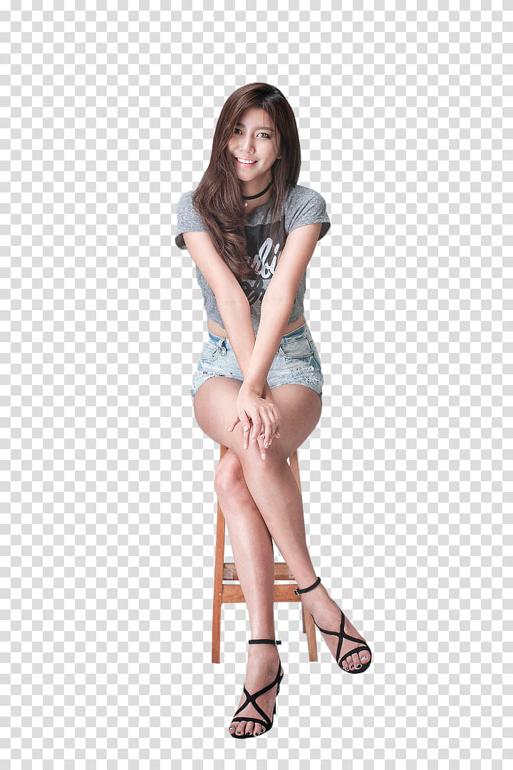 SPECIAL  WATCHERS, woman wearing gray t-shirt sitting on stool chair transparent background PNG clipart