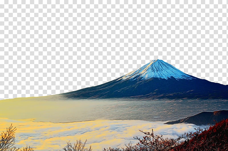 Mount Fuji Mount Scenery Landscape painting Oil painting, Watercolor, Wet Ink, Odalisque, Stratovolcano, Qari, Nasser Al Qatami, Yasser Aldosari transparent background PNG clipart