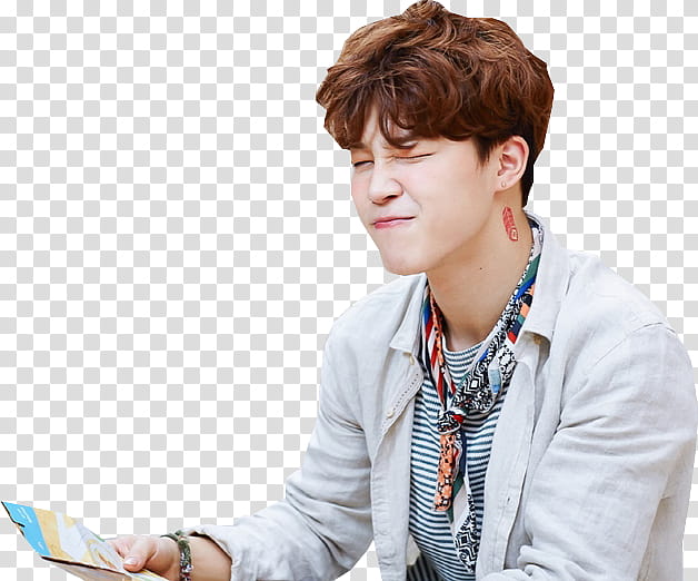 JIMIN SUGA BTS SUMMER, man wearing white long-sleeved shirt while holding labeled papers transparent background PNG clipart