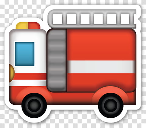 EMOJI STICKER , red and gray fire truck illustration transparent background PNG clipart