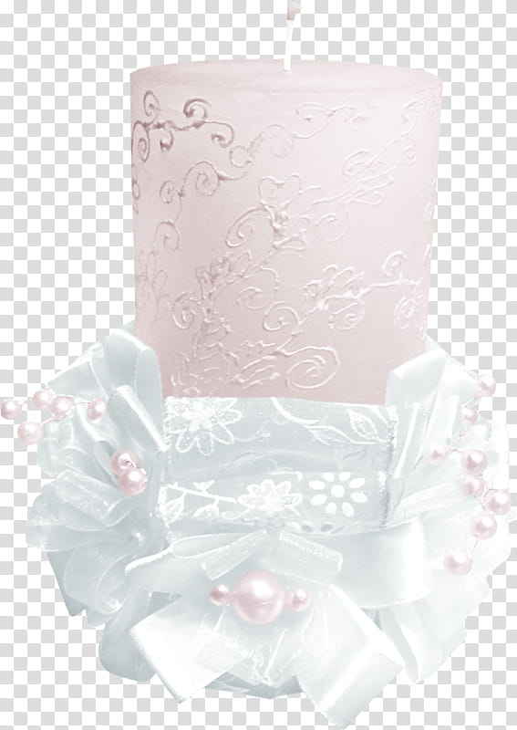 pink pillar candle with white bow accent transparent background PNG clipart