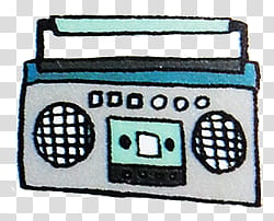 drawing of gray and blue boombox transparent background PNG clipart