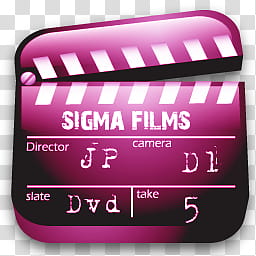 Mega, pink Sigma Films clapboard transparent background PNG clipart