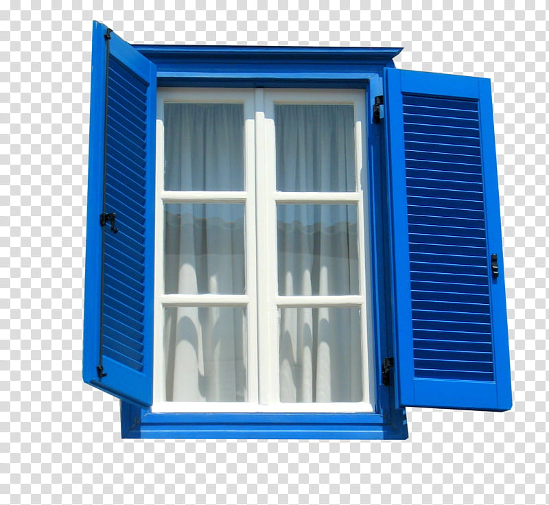 Windows, blue wooden window shutters transparent background PNG clipart