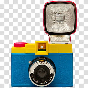 cameras, blue and yellow camera transparent background PNG clipart