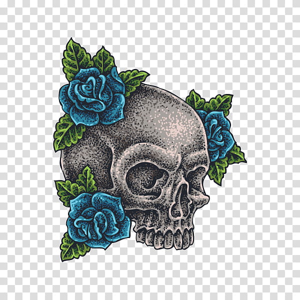 Skull Flower, Tattoo, Sticker, Decal, Car, Blue Rose, Bumper Sticker, Tattoo Artist transparent background PNG clipart