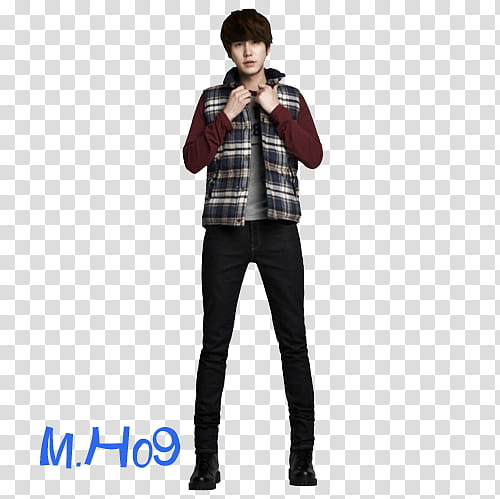 Handsome Kyu FILES, man in black, white, and blue plaid vest transparent background PNG clipart