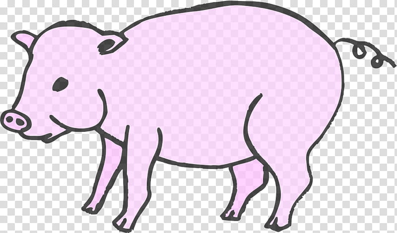 line art snout animal figure, Cartoon, Pink, Terrestrial Animal transparent background PNG clipart