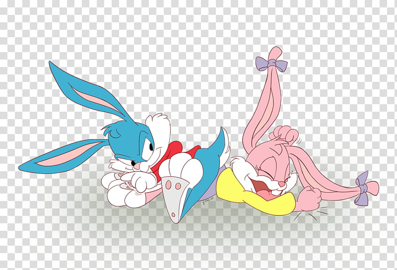 Buster Tickles Babs, blue and pink bunnies cartoon illustration transparent background PNG clipart