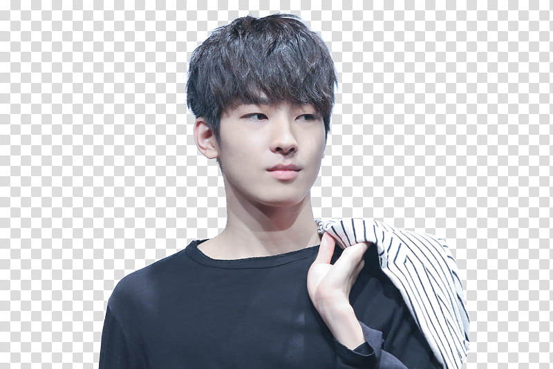 Wonwoo Render , man in black crew-neck shirt transparent background PNG clipart