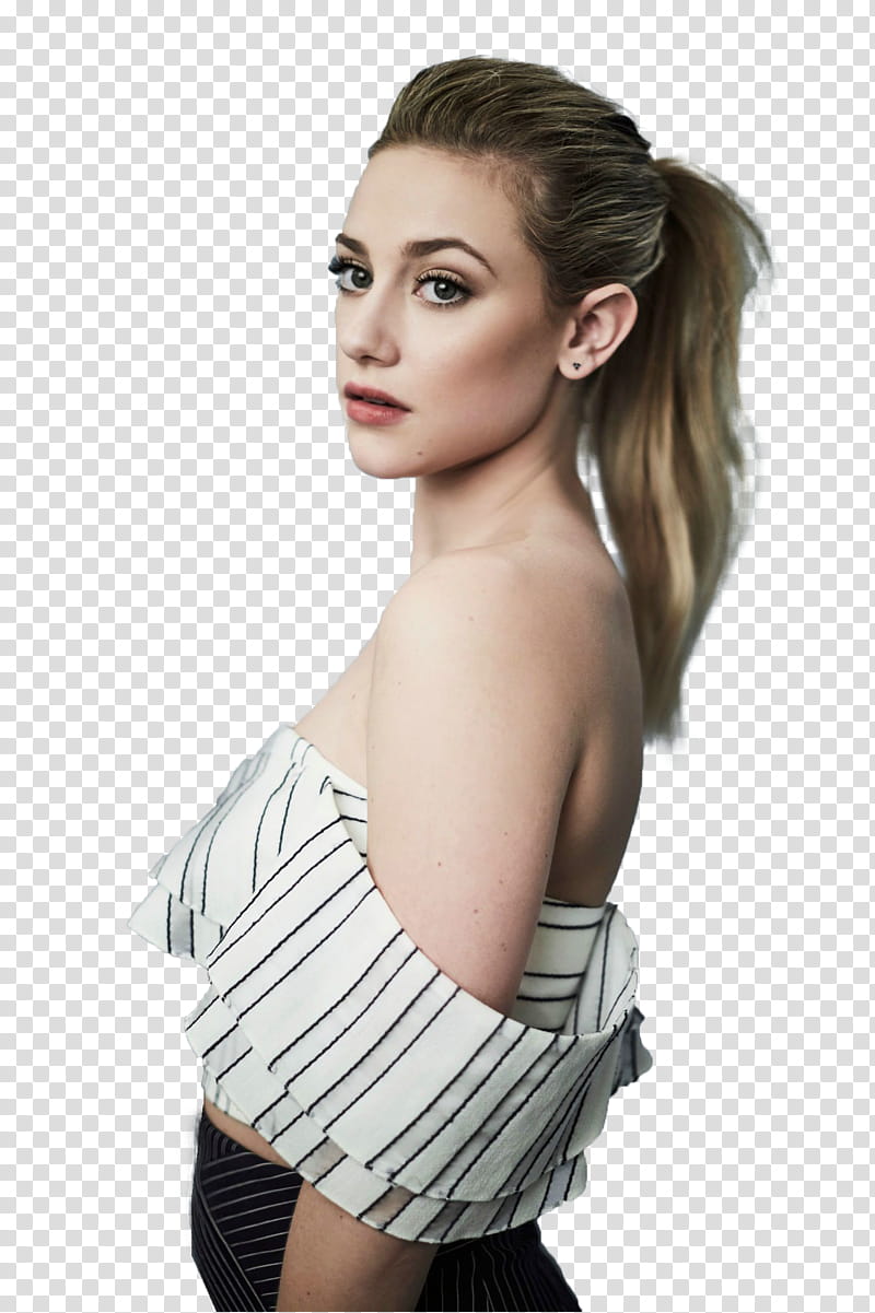 LILI REINHART, woman in white and black blouse transparent background PNG clipart