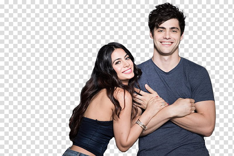 Matthew Daddario y Emeraude Toubia, men's gray crew-neck shirt transparent background PNG clipart