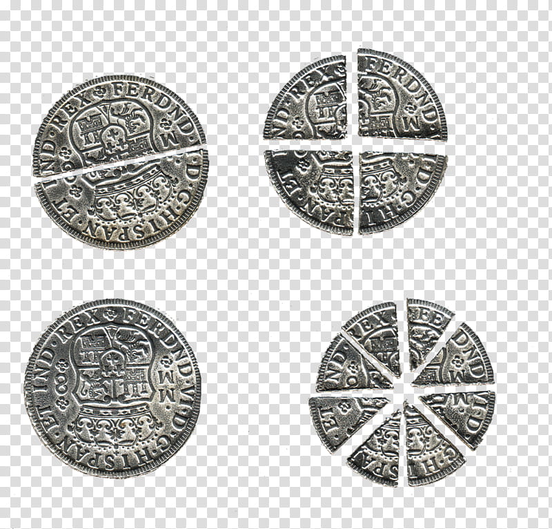pieces of eight, round black and silver-colored coin transparent background PNG clipart