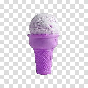 Purple aesthetic , pink ice cream in cone transparent background PNG clipart