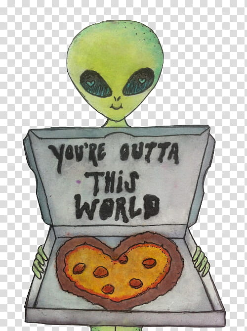 s, alien with pizza in box illustration transparent background PNG clipart