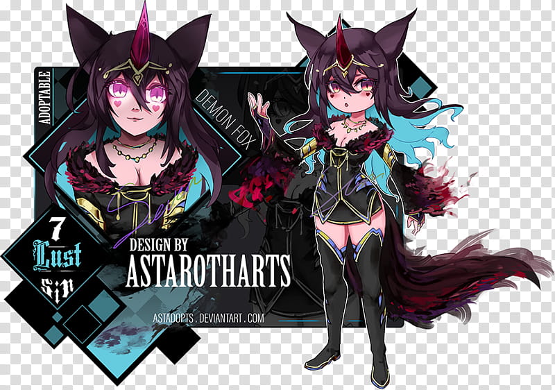AUCTION Sin Lust Demon Fox OPEN, femlae anime character transparent background PNG clipart