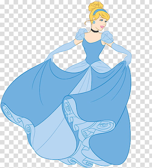 Disney Cinderella, woman wearing blue and white dress illustration transparent background PNG clipart