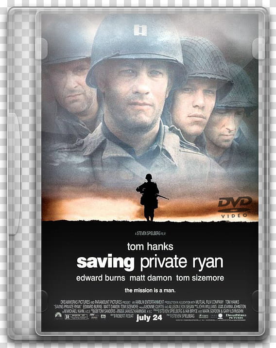 DVD movies icon, saving, Saving Private Ryan DVD case transparent background PNG clipart