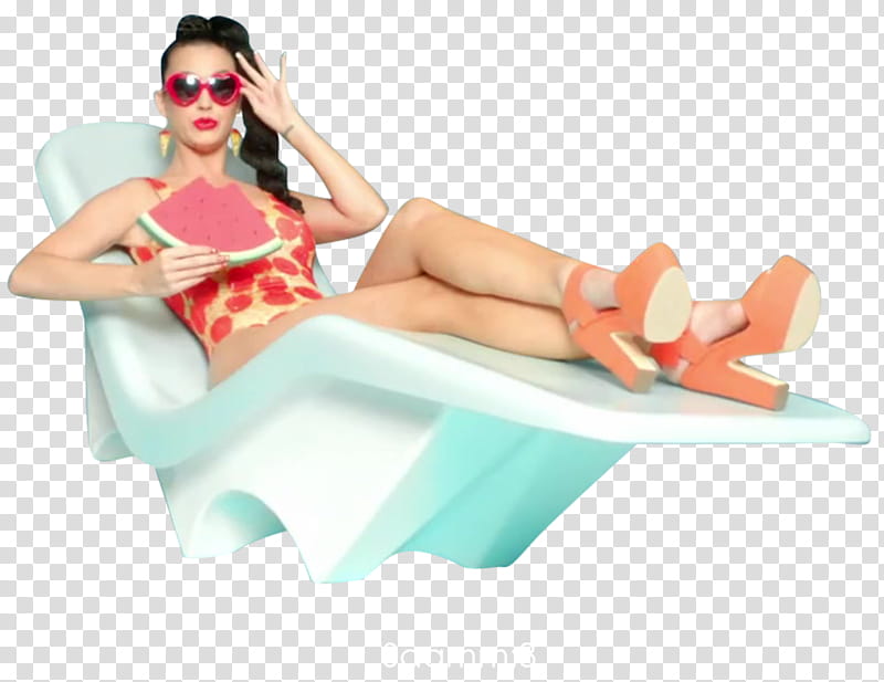 KatyPerryPO, woman sitting on sunlounger transparent background PNG clipart
