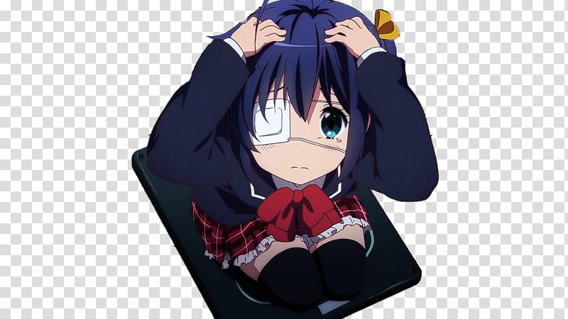 cute rikka girl with eyepatch anime character transparent