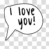 Speech Bubbles S x, message box illustration with i love you text overlay transparent background PNG clipart