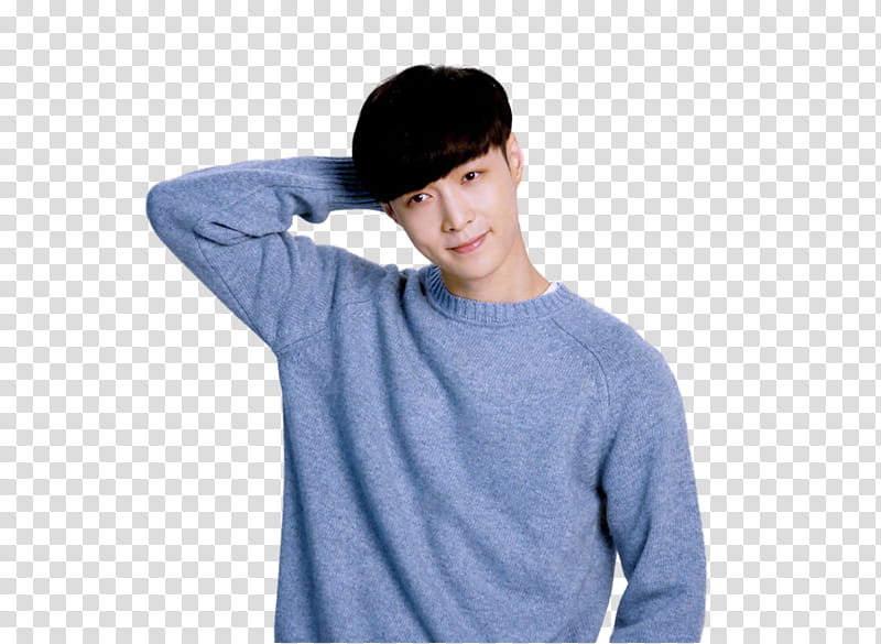 Exo Lotte Duty Free P, man wearing blue sweater transparent background PNG clipart
