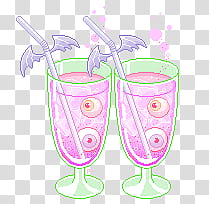 Pixel, two pink-liquid filled green glasses illustration transparent background PNG clipart