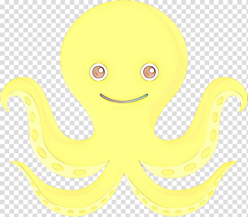 octopus yellow cartoon marine invertebrates line, Smile, Material Property transparent background PNG clipart