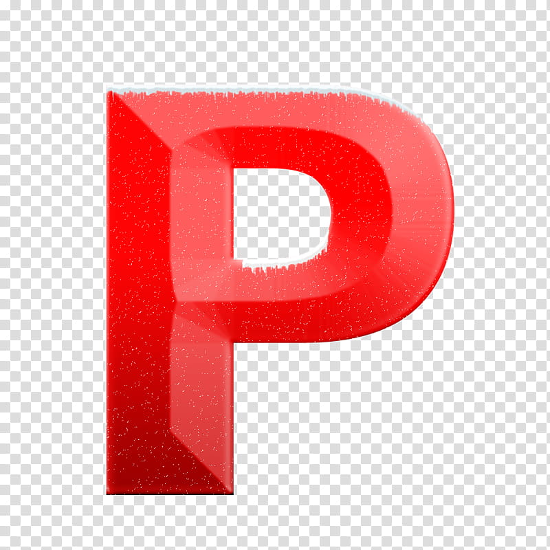 Snow alphabet and numbers, red letter P transparent background PNG clipart