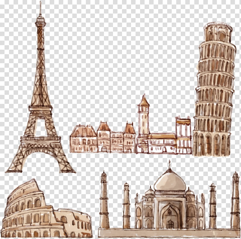 Eiffel Tower Drawing, Leaning Tower Of Pisa, Colosseum, New York City, Architecture, Painting, Gustave Eiffel, Rome transparent background PNG clipart
