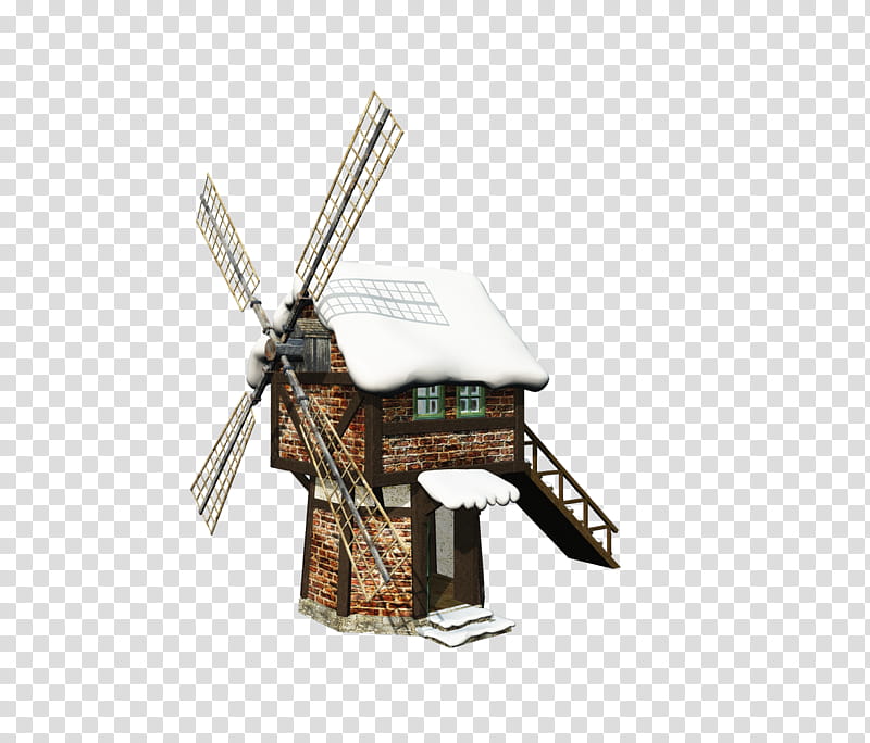 D Snowy Windmill, brown and white windmill art transparent background PNG clipart