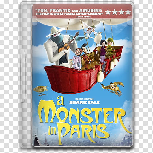 Movie Icon , A Monster in Paris, A Shark Tale Monster in Paris DVD case transparent background PNG clipart