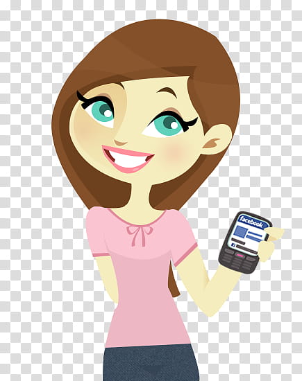 Sweet doll PSD, girl holding smartphone illustration transparent background PNG clipart