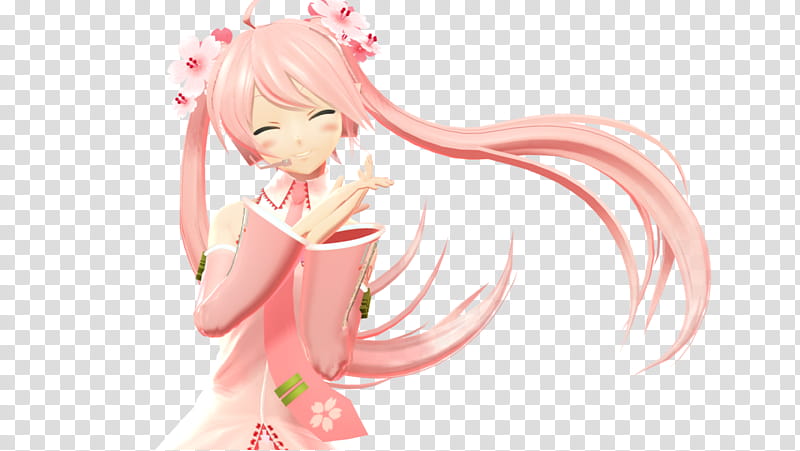 Sakura YYB Miku, woman wearing pink dress anime character illustration transparent background PNG clipart