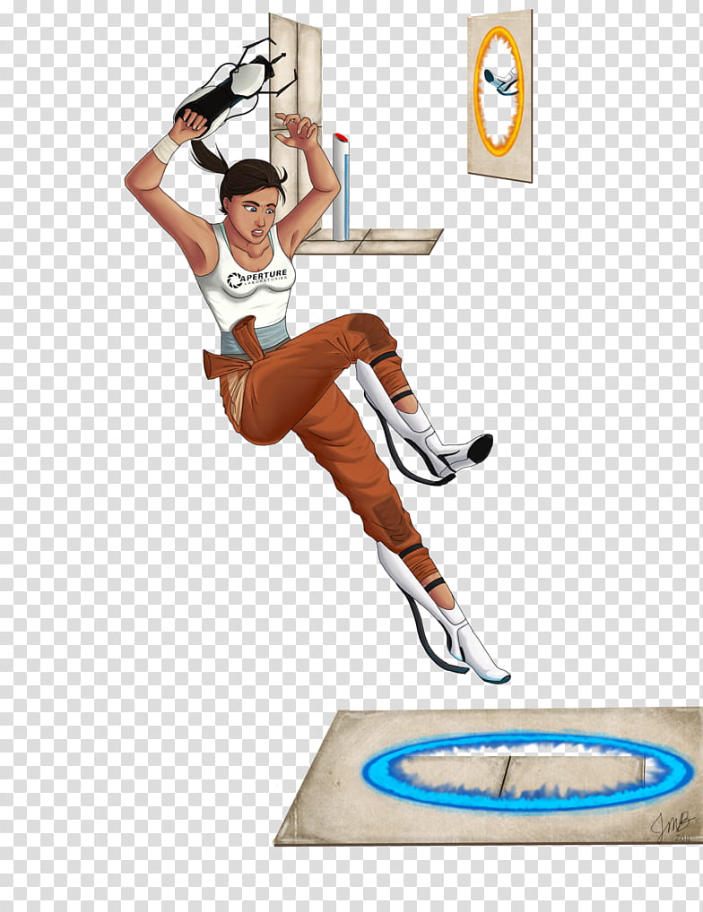 Portal , Chell, illustration of woman jumping off floor transparent background PNG clipart