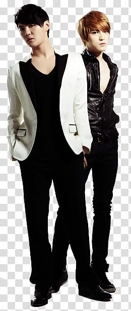 , two men wearing white and black coats transparent background PNG clipart