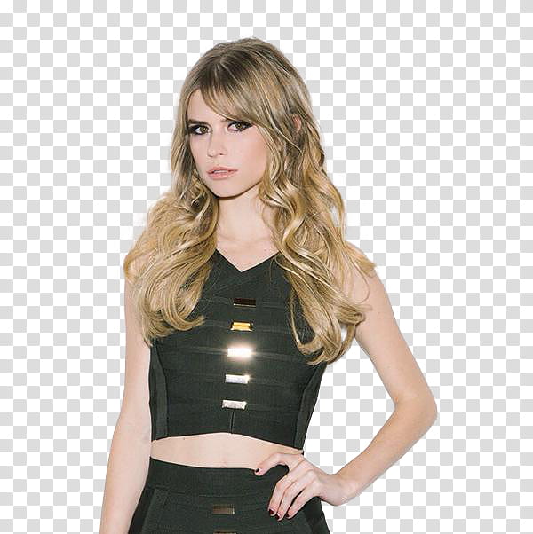 Carlson Young, woman wearing black sleeveless top transparent background PNG clipart